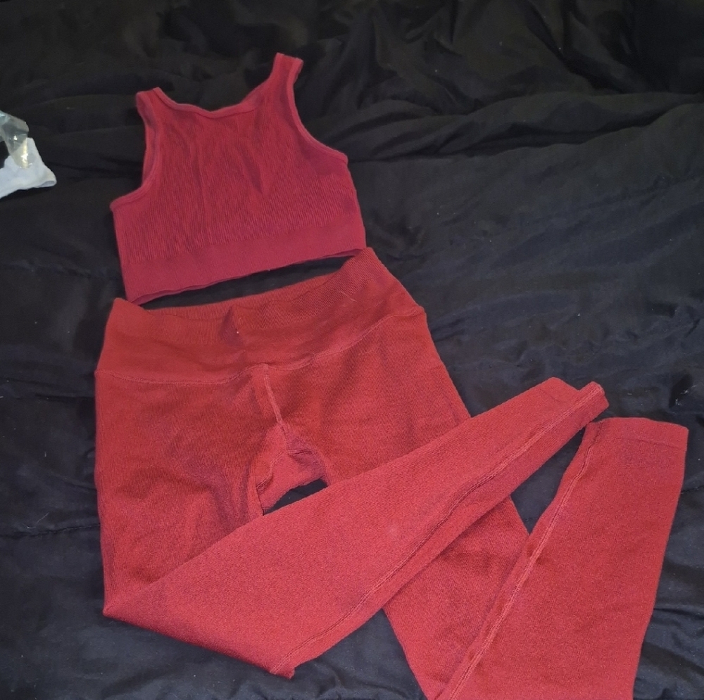 Women's Ribbed Leggings And Top